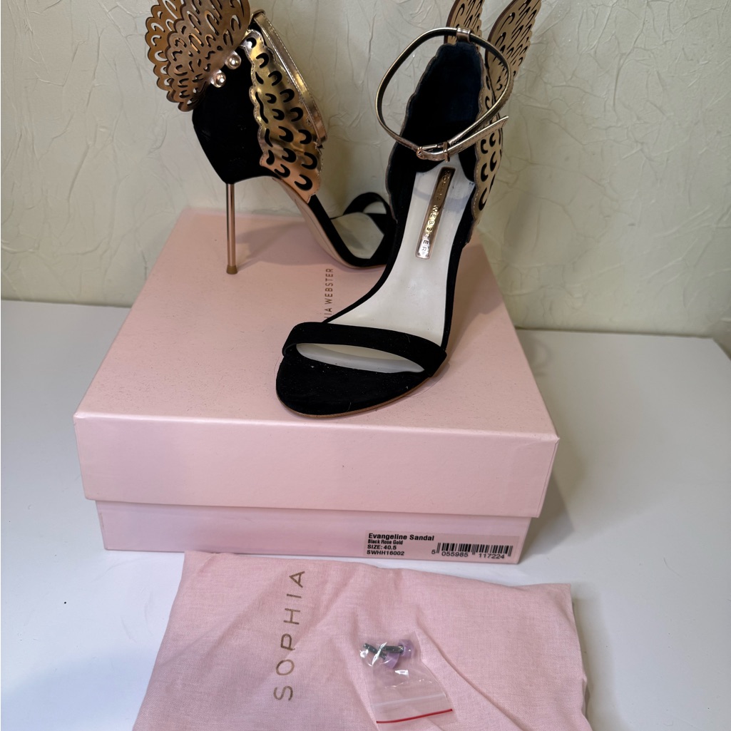 Sophia Webster Evangeline Black And Rose Gold Stiletto Heels